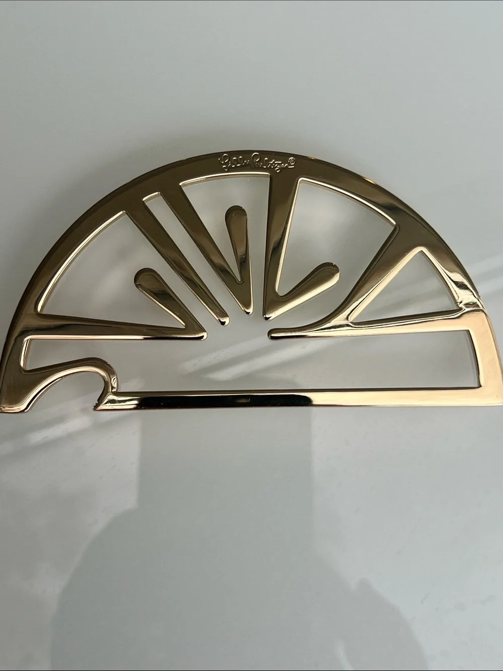 Lilly Pulitzer Bottle Opener Metallic Gold Fan Accent